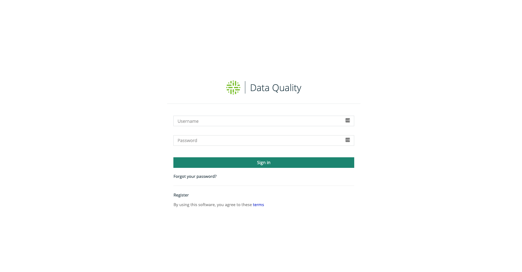 Collibra Data Quality log in page
